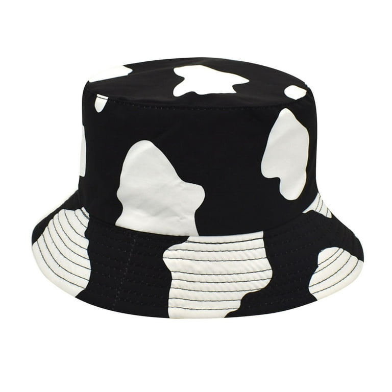 Black Bucket Hat Men Outdoor Sun Hat Cow Pattern Hat Japanese Retro Casual  Sunshade Hat Korean Version Fashion All Fisherman Hat Floppy Hats for Men  Sunhat Men 