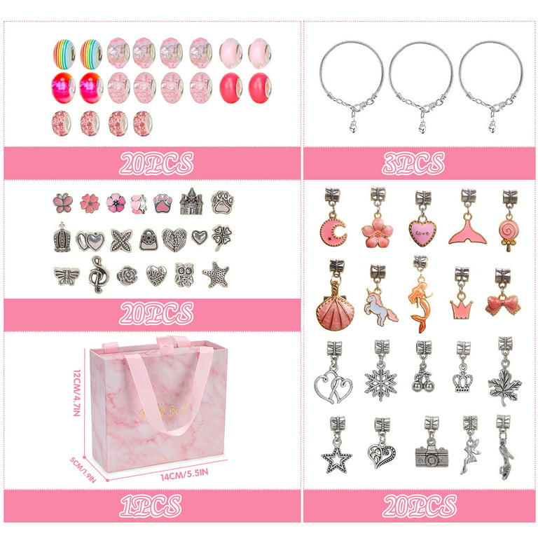 Girls Bracelet Making Kit, 85 Charm Bracelet Kit With Beads, Jewelry