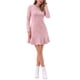 thumbnail image 1 of Vestido elegante de manga larga con volantes de ante sintético para mujer INSPIRE CHIC, cuello redondo, color rosa M, 1 of 6