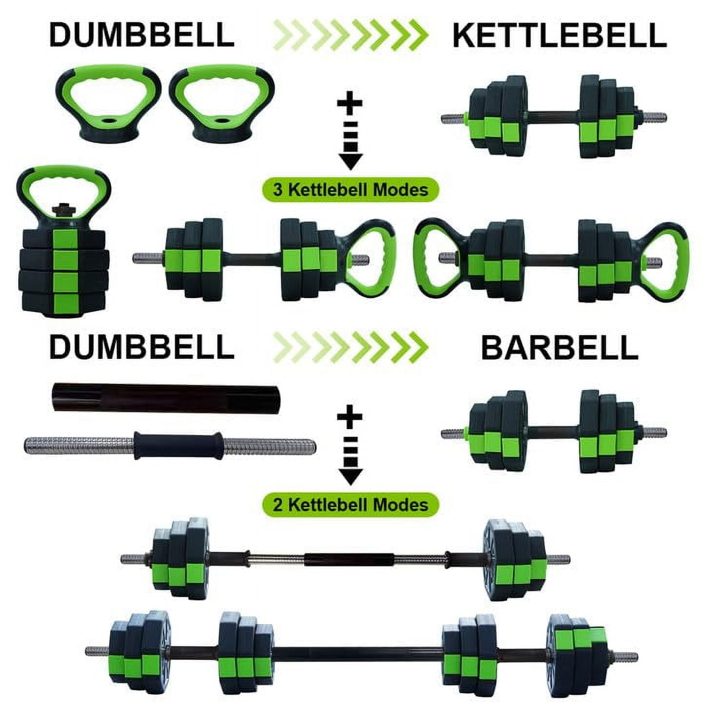 DSstyles Adjustable Dumbbell Set,Adjustable Dumbbell Set with Iron Handle, 44lbs Weight Set Used as Dumbbell, Barbell for Home Gym,Green and Black,Octagon Head