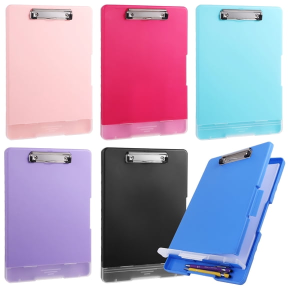 6 Pcs Plastic Clipboard, A4 Size Clipboard with Storage and Pen Holder, Multi-Color Side-Opening Nursing Clip Board for Teachers, Offices, 13.4 x 9.4 x 1.2 in