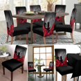thumbnail image 3 of Valentines Day Dining Chair Cover Set of 4 - Coupon Love Red Rose Flower Wine Black Grey Stretch Chair Protectors Slipcover,Spandex Kitchen Chair Seat Back Cushion Slip Cover for Dining Room,Party, 3 of 6