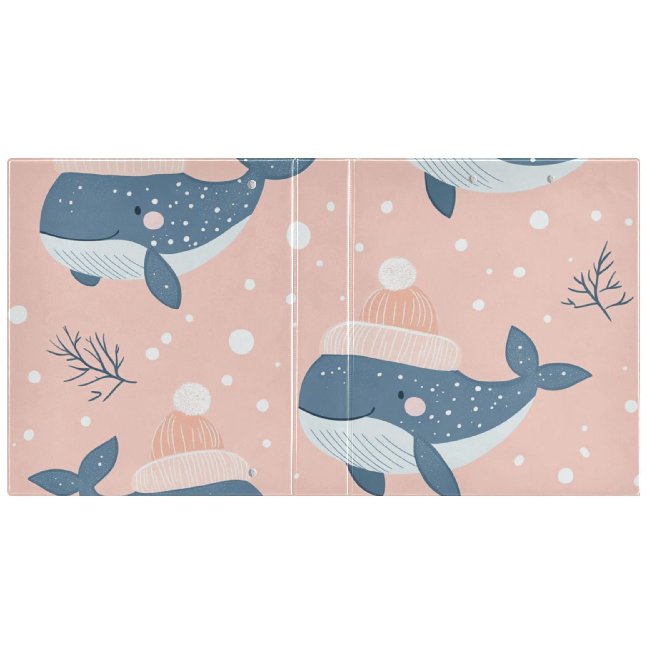 Winter Whales 3 Ring Binders 1.5 inch Hardcover File Folders with Interior Pockets A4 Size Organizer for School Office Hospital