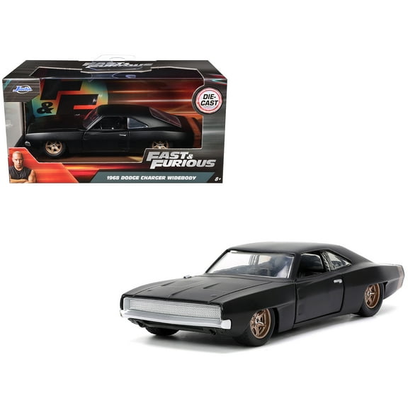 1968 Dodge Charger Widebody Matt Black w/Bronze Tail Stripe "F9" (2021) "Fast & Furious" Series 1/32 Diecast Model Car by Jada