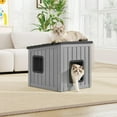 thumbnail image 4 of Large Outdoor Cat House Weatherproof, Plastic Cat House with Dual Door, Feral Cat Shelter for Porch, Patio, Backyards,Garage, Neighborhood, Indoor(Gray), 4 of 8