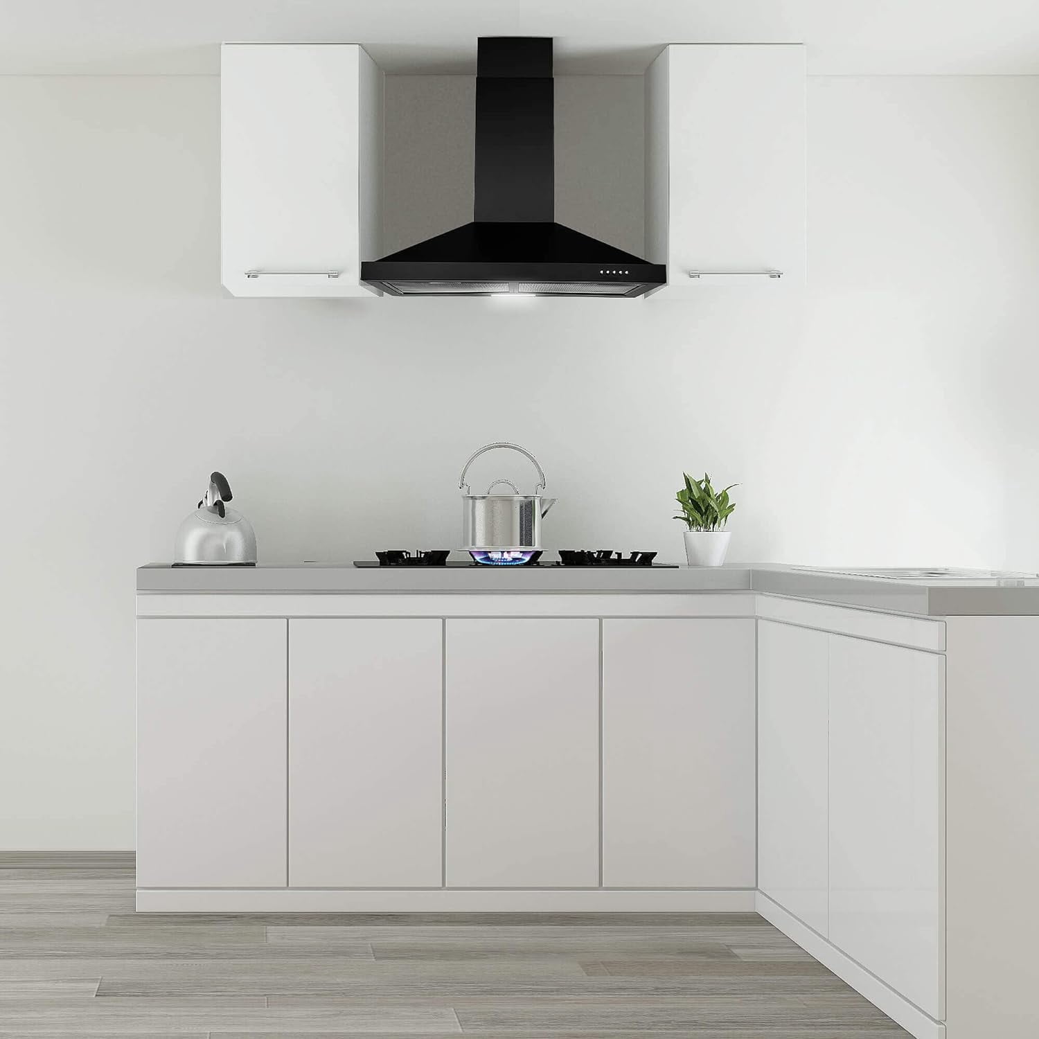 Joeaonz 24-inch Wall Mount Convertible Range Hood with LED Lighting, 450 CFM, Stainless Steel, 3-Speed