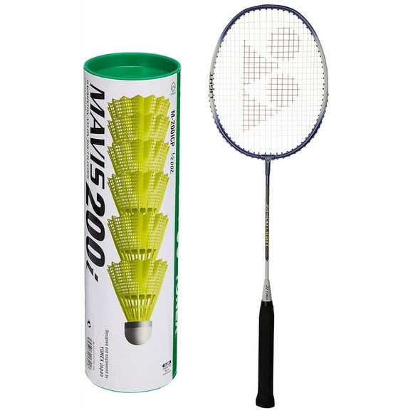 Yonex Mavis 200 I Nylon Shuttle Cock , Yellow | ZR 100 Light Aluminium Badminton Racquet With Full Cover , Grip Size - 4 1/2 inches Black