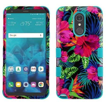 LG Stylo 4 Phone Case Tuff Hybrid Shockproof Impact Rubber Dual Layer Hard Soft Protective Hard Case Cover Electric Hibiscus Phone Case for LG Stylo