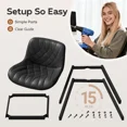 thumbnail image 4 of Bar Stools Set of 2, 26 Inch Counter Height Bar Stools with Back and Extra‑Wide Heavy‑Gauge Metal Legs, Modern Faux Leather Upholstered Barstools for Kitchen Island, Counter, Black, 4 of 7