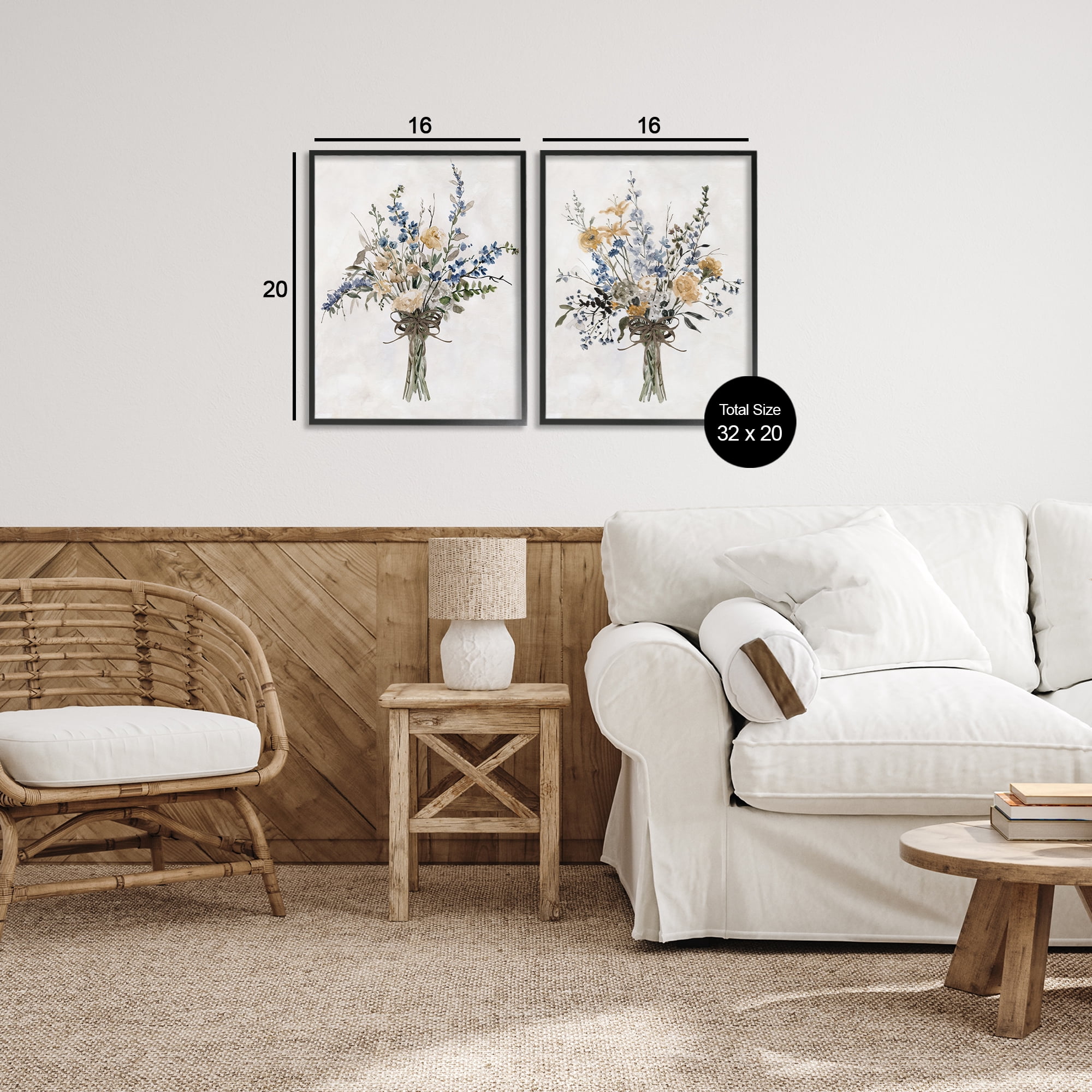 Stupell Industries Bushels of Herbs 2 Piece Black Framed Giclee Art Set, design by Carol Robinson