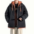 thumbnail image 2 of Timoontee Men's Winter Hooded Coats Relaxed Thickened Warm Jacket Coats Casual Comfy Hoodies Fashion Solid Full Zip Quilted Outerwear Coat Black S, 2 of 4