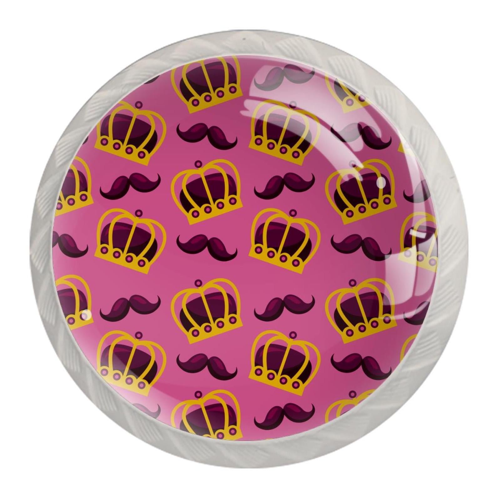 Ownta Crown Rose Pink Moustache Carnival Festival Pattern Round Glass