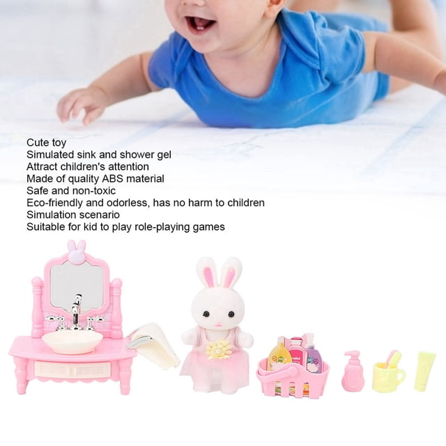 Juguete De Juego De Rol De Casa De Muñecas, Lindo Juego De Rol De Casa De Muñecas, Juguete De Simulación, Mini Fregadero, Vaso, Cepillo De Dientes, Juego De Juguete Con Gel De