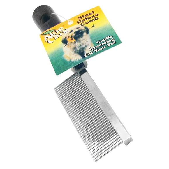 Pet Comb Boss Pet Aloe Care, dientes medianos de acero de lujo