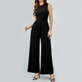 thumbnail image 2 of HXWCHs Solid Jumpsuits for Women Stylish Women's Ribbed Sleeveless Wide Leg Jumpsuit Elegant Dressy Tank Romper for Summer XL Black, 2 of 7