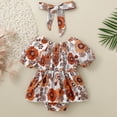 thumbnail image 4 of TOOYOU Baby Girl Bodysuits Cheap Toddler Girl Onesies Bow Headscarf Hypoallergenic Onesies Romper Brown Size 12-18 Months, 4 of 9
