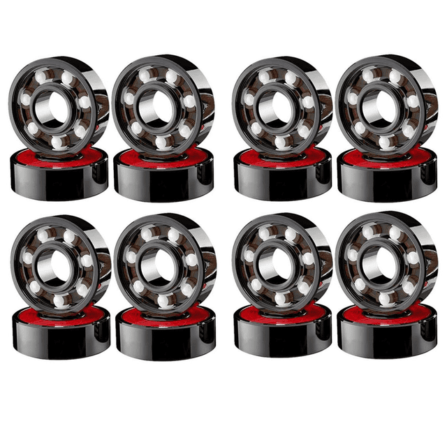 16 Pcs Roulements en Céramique Haute Vitesse Résistants à l'Usure pour Planche à Roulettes Roue, 16 x Roulements de Roue de Planche à Roulettes, Noir