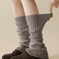 thumbnail image 4 of Tao Tao Women Leg Warmers With Holes - Warm Ruffle Stripe Leg Sleeves - Winter Knee High Footless Socks Gray Free Size, 4 of 4