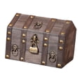 thumbnail image 4 of Tnarru Pirate Treasure Chest Keepsakes Box Wooden with Password Lock Handmade Vintage Design Creative Unique Storage Box Jewelry Box Gray, 4 of 8