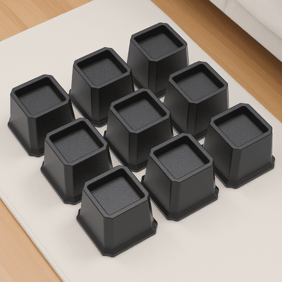 SWOEBTH 9 Pack Bed Risers 3 Inch, Heavy Duty Furniture Risers for Bed Frame, Couch, Table, Supports 3000 lbs, Black