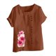 thumbnail image 4 of Camisetas de Manga Corta para las Mujeres Impreso Botón de Manga Corta Camiseta Blusa Poliéster, Ropa Casual Mirar Superior para las Mujeres, 4 of 4