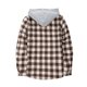 thumbnail image 3 of Men's Plaid Long Sleeve Shirt Men's Pocket Button Hooded Sweatshirt XL, 3 of 3