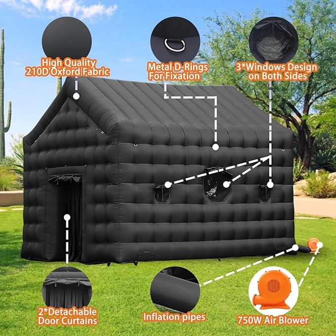 SAYOK 18x15x15 Ft Inflatable DiscoTent Portable Backyard Party Cube Nightclub Tent with Disco Light for Wedding Family Celebration