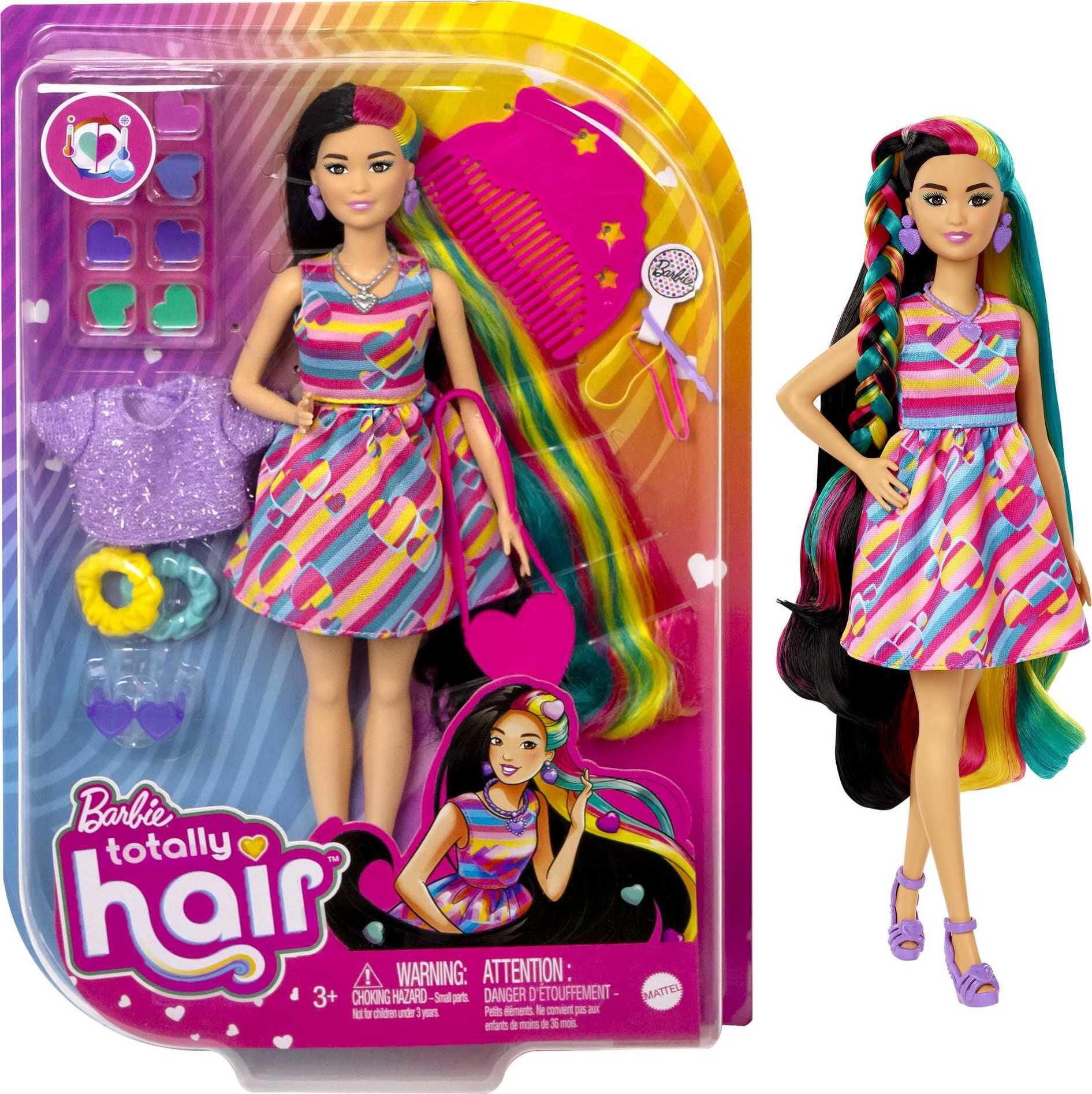 Barbie Totally Hair Heart-Themed Doll, Petite,  inch Hair, 15  Accessories, 3 & Up 