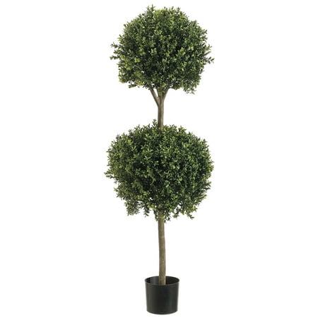 - 4 Foot Tall Double Ball-Shaped Boxwood Topiary in Plastic Pot