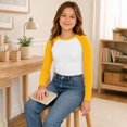 thumbnail image 4 of Girls Long Sleeve Shirts Raglan Color Slim Fit Cute Tunic Top for 5-14 Years, 4 of 6