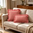 thumbnail image 3 of MKHSQHDG Sales Today Clearance Plaid Cover Checked Ruffled Cover for Home Sofa Pillowcases Red, 3 of 6