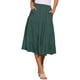 thumbnail image 4 of Faldas midi para mujer INSPIRE CHIC, sólidas, con cintura elástica, falda acampanada en capas con bolsillos, color verde ejército, 4 of 6