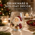 thumbnail image 2 of 2D Christmas Glass Art Cup, Christmas Cups Glass | Luxury Raised Holiday Glassware for Drinks, 3D Santa Stemless Wine Glasses, Glassware for Coffee, Tea, Juice, Milk(d), 2 of 9