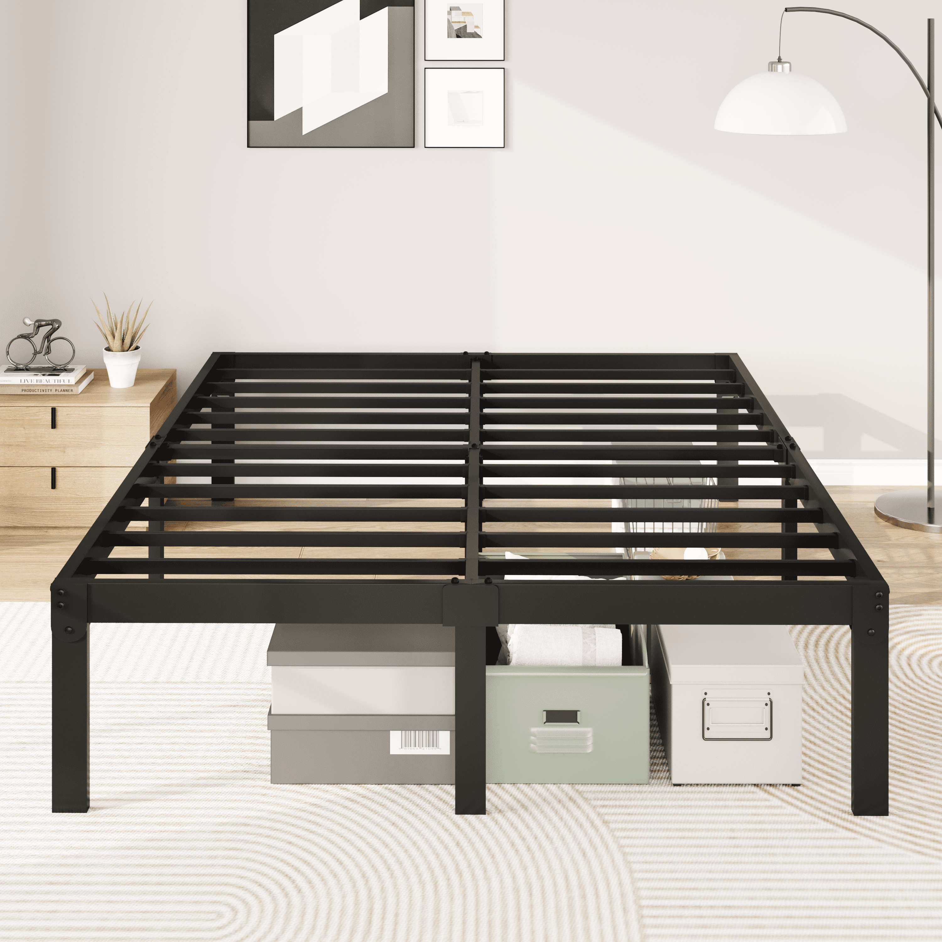Merrland 14" Full Size Metal Platform Bed Frame with Under-bed Storage, Heavy-duty, No Box Spring Needed, Easy Assembly, Black