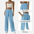 thumbnail image 5 of FIOPHY Women Casual Elastic Waist Loose Paper Bag Pants with Pockets Blue M, 5 of 6