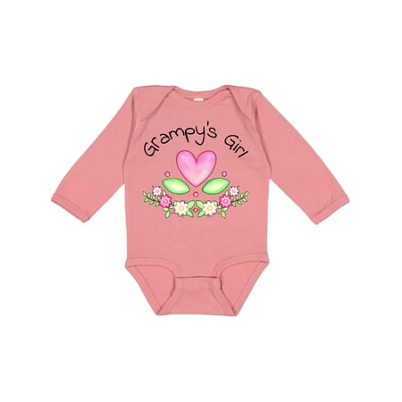 

Inktastic Grampy s Girl- heart flowers Gift Baby Girl Long Sleeve Bodysuit