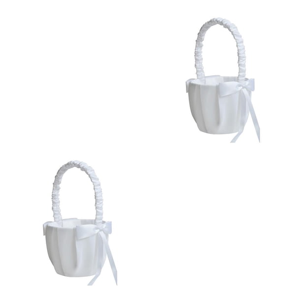 Cateissary Flower Basket Portable Lightweight Simple Durable Simple Elegant Holder Accessory Wedding Tear Ornaments Resistant Soft 2Conjunto