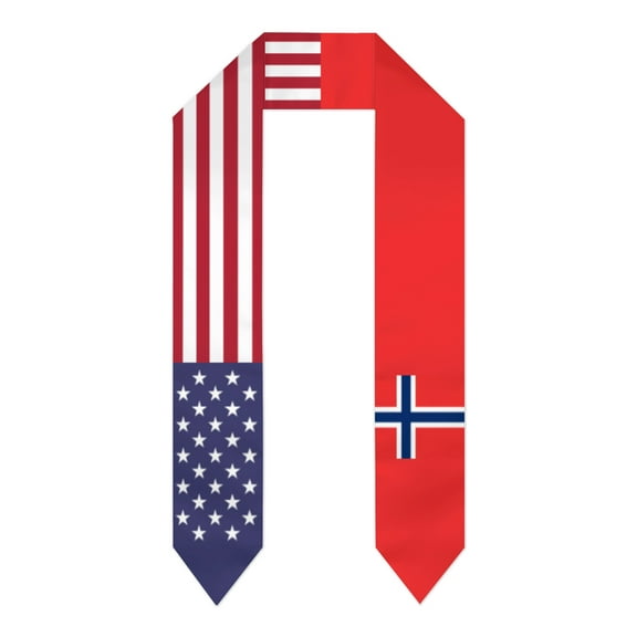 Norway & USA United States Flag Shawl Sash Stole Graduation Shawls Wraps Scraf For International Study