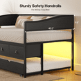 thumbnail image 5 of Plonmago Twin Size Daybed with Trundle, Metal Trundle Bed with 4 Storage Drawers and LED Light, Sofa Bed Frame with Strong Supports for Living Room, Bedroom,Guest Room, Black, 5 of 8
