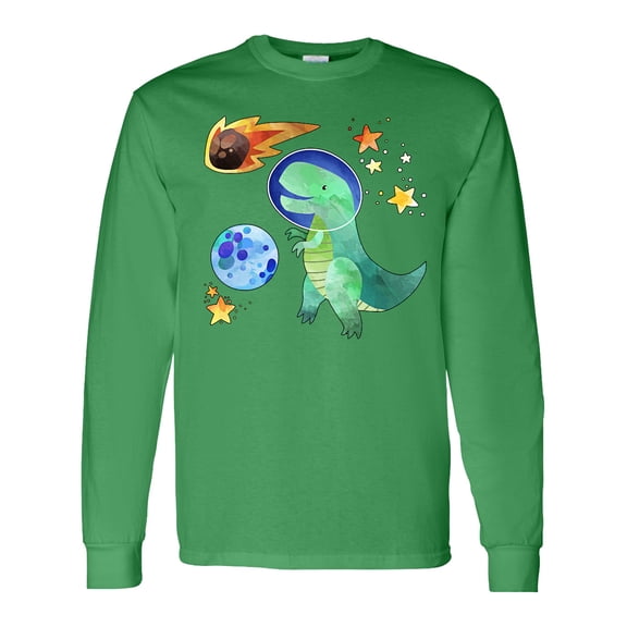 Inktastic Tyrannosaurus Rex Vs. Meteor Fun Space Dinosaur Long Sleeve T-Shirt
