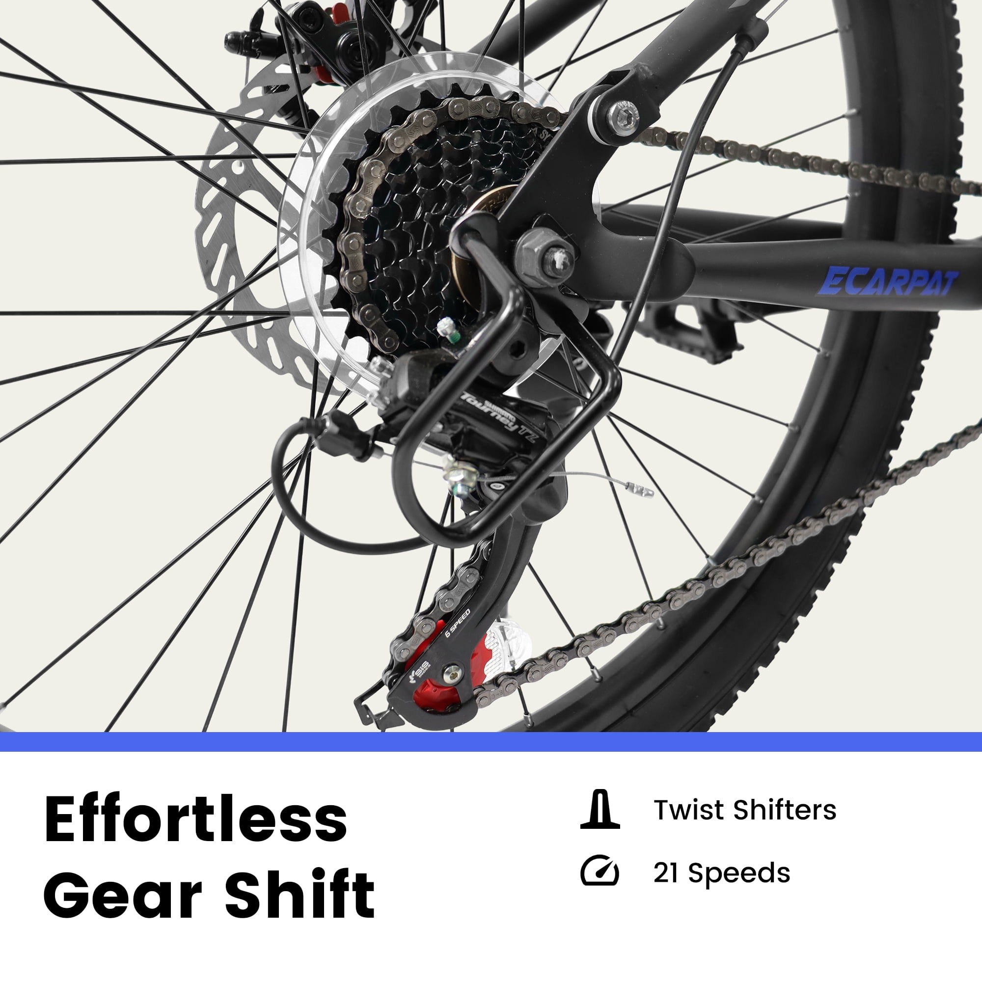 26 Inch Mountain Bike, 21-Speed Disc Brake, Front Fork Rear Shock Absorber Carbon Steel Frame Mountain Bike, Mens Womens Trail Commuter City Bicycles