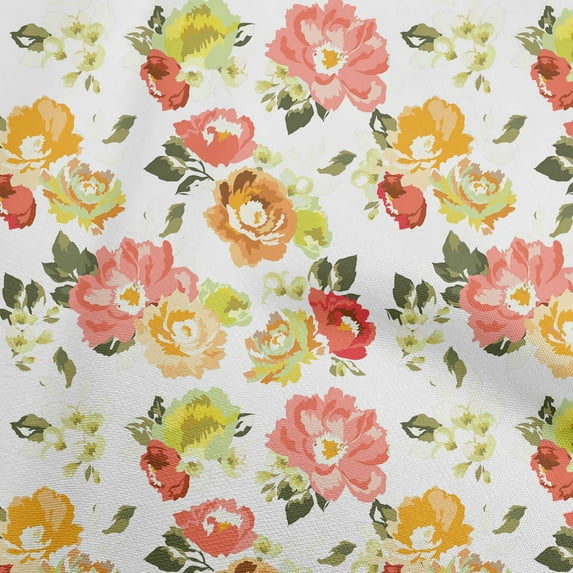oneOone Polyester Spandex Yellow Fabric Floral Sewing Craft Projects Fabric Prints By Yard 56 Inch Wide-ZY