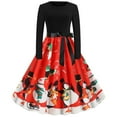thumbnail image 2 of Fankiway Robe Vintage Rockabilly Patchwork pour Femmes Robe de Fête de Noël avec Nœud, 2 of 6