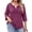 Fuchsia, variant on 3/4 Sleeve Womens Plus Size Tops V Neck Lace Blouses Casual Tunic Shirts