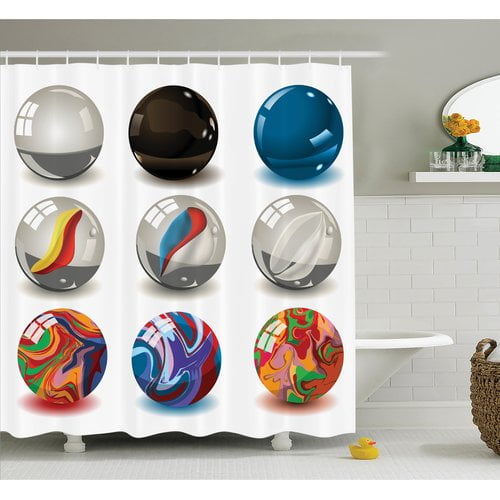 Ambesonne Bubbles Artwork Shower Curtain Set