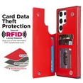 thumbnail image 6 of Case Wallet for Samsung Galaxy S24 Ultra with RFID Blocking Card Holder, PU Leather Fashion Back Flip Case with Kickstand Magnetic Buttons Shockproof Cover for Samsung Galaxy S24 Ultra, Red, 6 of 8