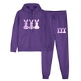 thumbnail image 2 of BLTIBY Women's 2 Piece Tracksuit Sweatsuits Sets Hoodie Sweatshirts Long Sleeve Jogging Sweatpants Suit Easter Printed Drawstring Fashion Outfits with Pockets 2025 Purple XXL, 2 of 5