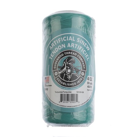 UPC: 0810103310230 | Gudebrod Sinew 150 Yards (450 ft) Turquoise Artificial Sinew Thread  4oz 70lb