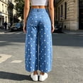 thumbnail image 4 of Hvogkswy Women High Waist Polka Dot Cropped Wide Leg Jeans Trendy Stretch Denim Pants Washed Vintage Casual jeans for 2026, 4 of 9