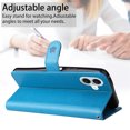 thumbnail image 7 of Allytechgroup for iPhone 16e Case with Credit Card Slot, PU Leather RFID Blocking Wallet Flip Case with Stand Wrist Strap Shockproof Protective Back Cover for iPhone 16e, Blue, 7 of 7